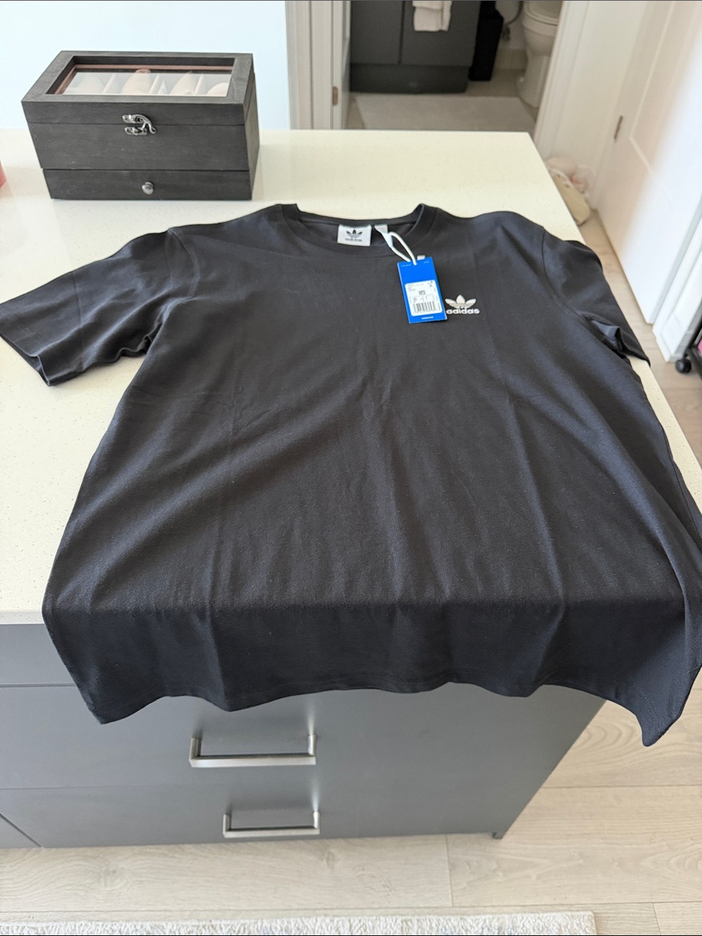 adidas Black Trefoil Chest Logo Short Sleeve Tee